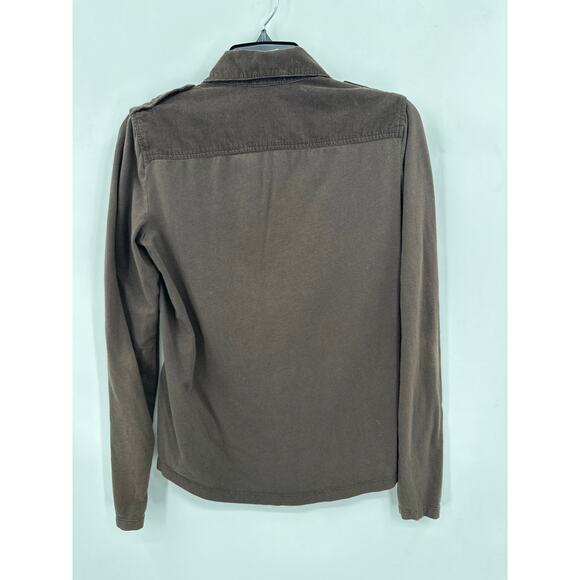James Perse Brown Corduroy Size 4 Military Pane Button Shirt Size 2 - Picture 3 of 6